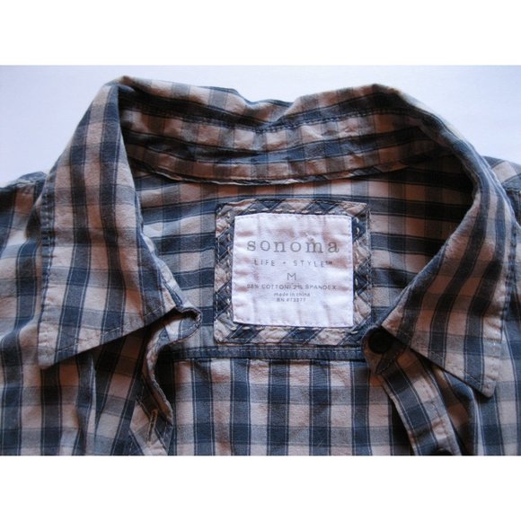 Sonoma Life + Style Blue and Tan Long Sleeve Shirt - Picture 4 of 11